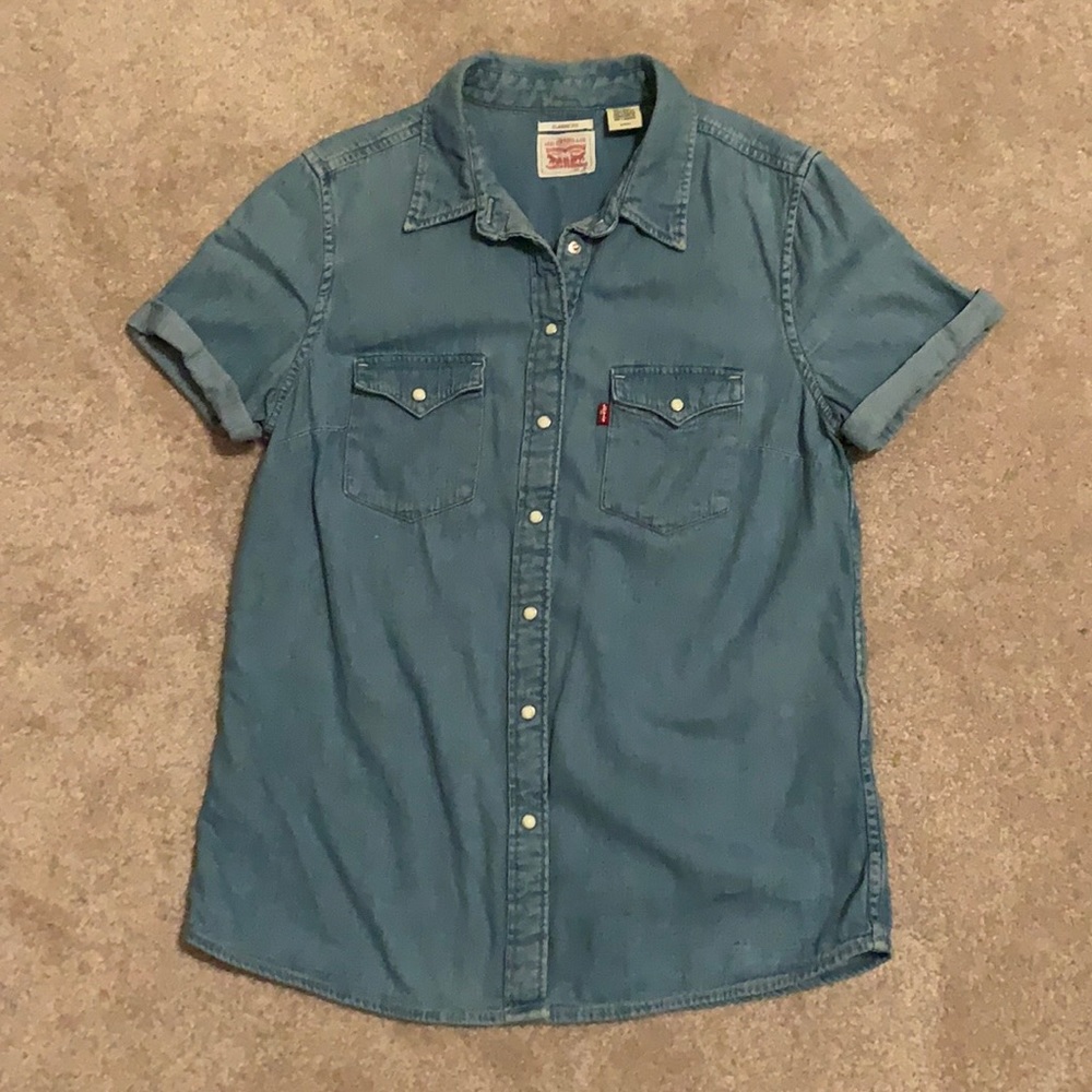 Levi’s Women Denim Shirt Short Sleeve Classic Fit Button Down